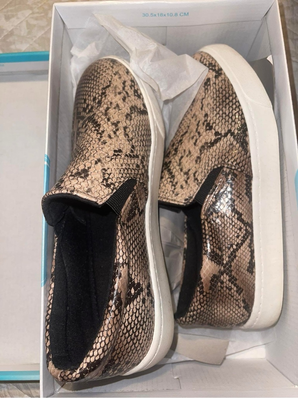 Soda Beige Snake-Print Slip-On Sneakers